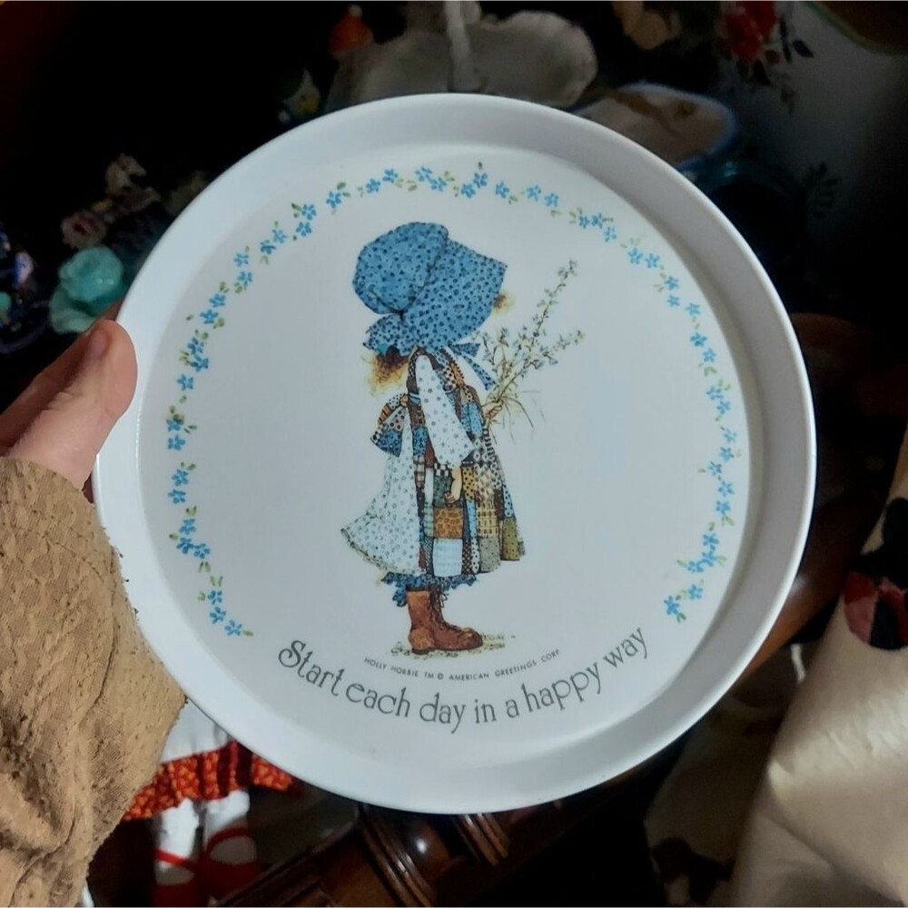 Holly Hobbie Vintage 10in Melamine Plate "Start Each Day Happy Way"